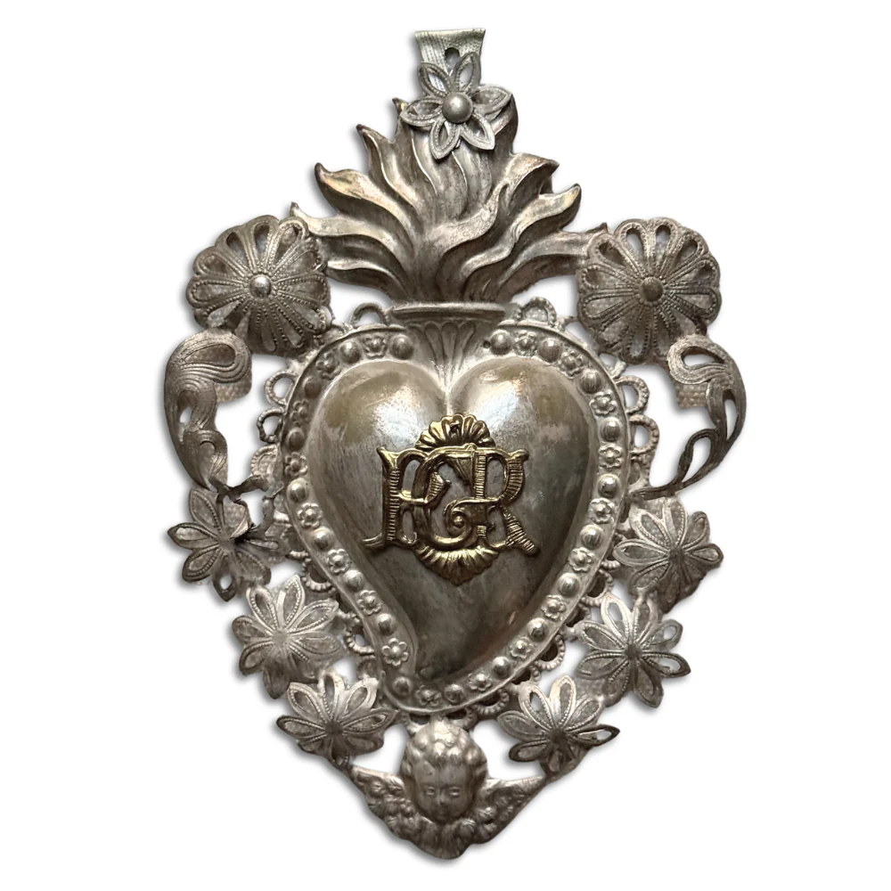 19th-century Italian Ex-Voto Sacred Silver Heart (No. 2)