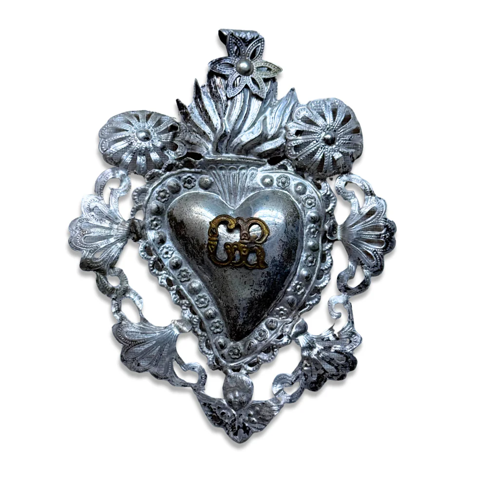 19th-century Italian Ex-Voto Sacred Silver Heart (No. 2-26)