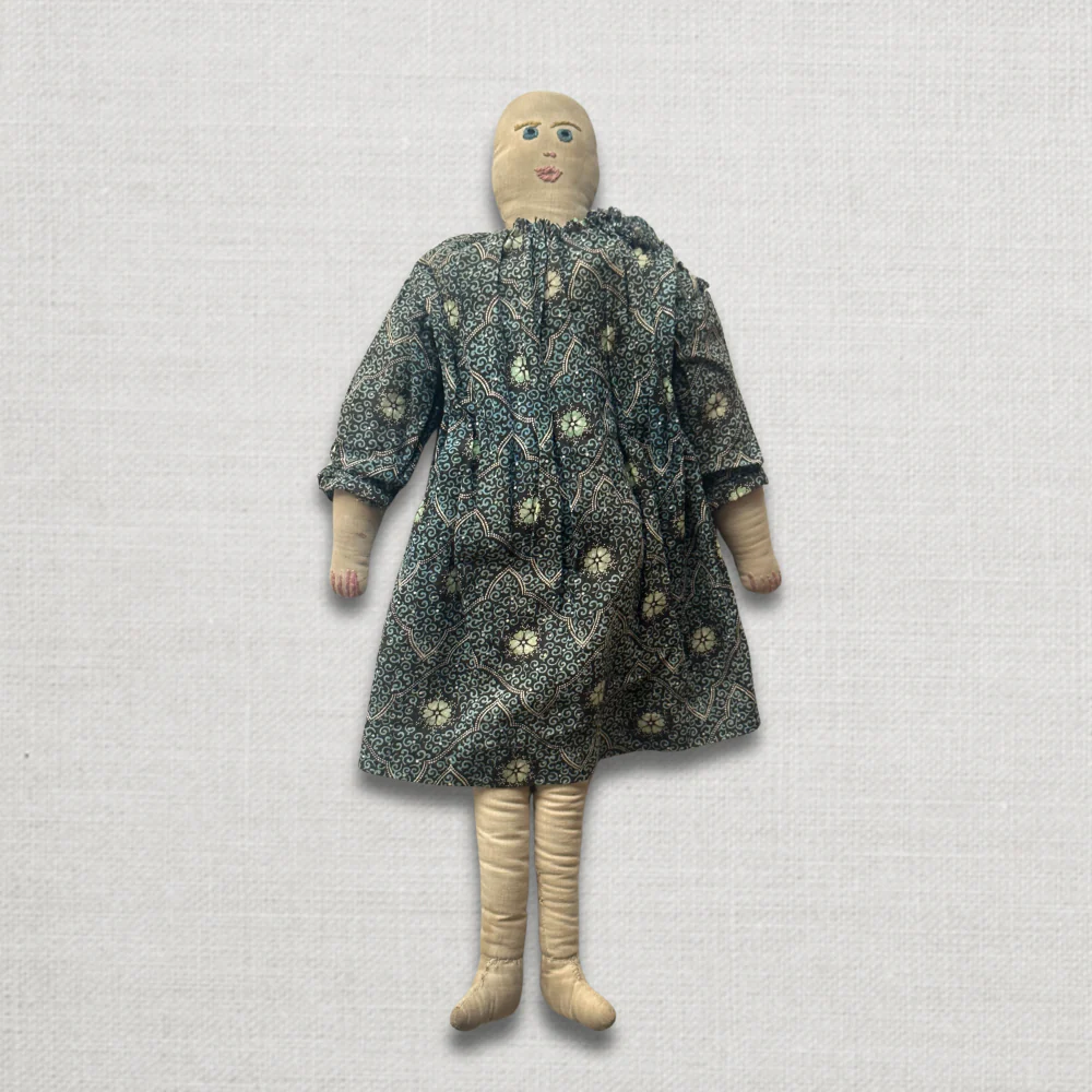 19th-century Doll with Embroidered Face