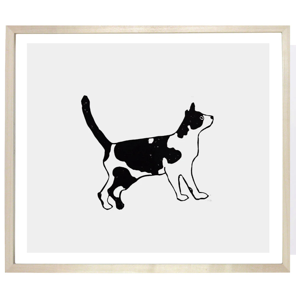Black & White Cat with Tail Up