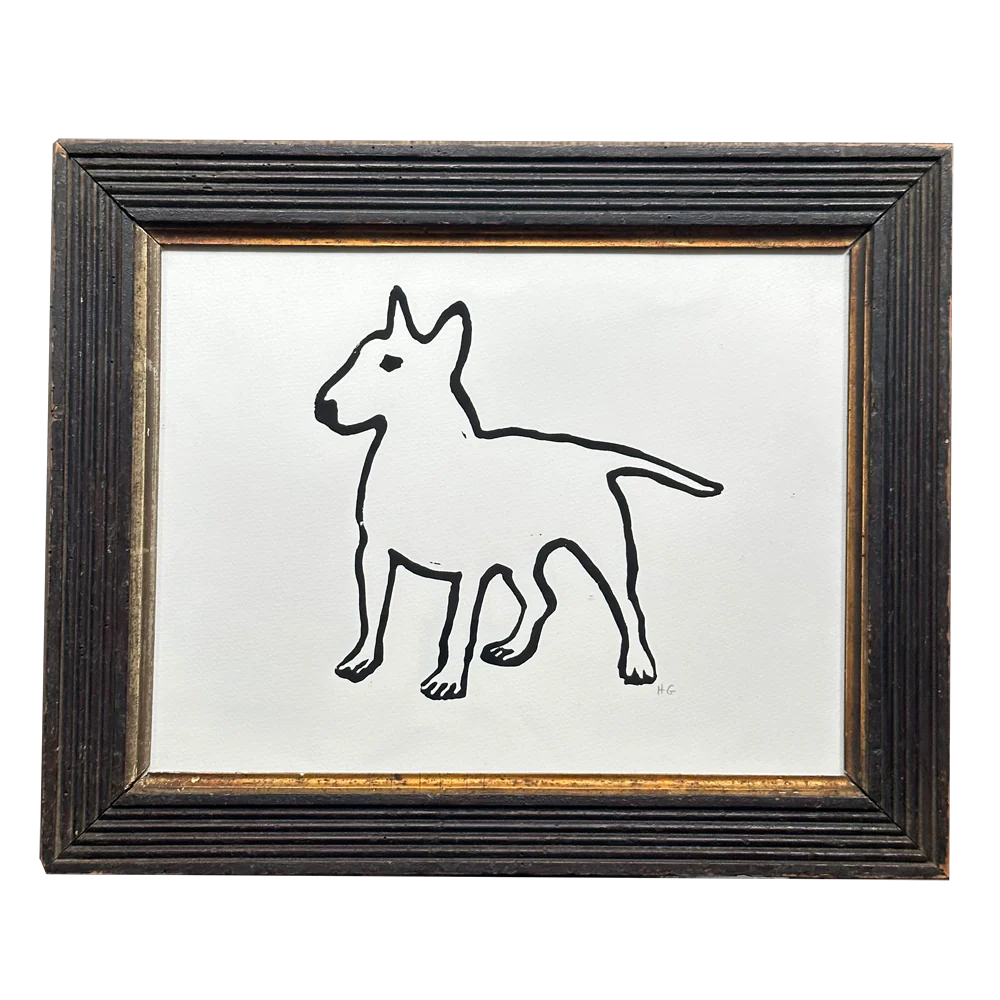 "Bull Terrier" in a 19th Century Antique Frame