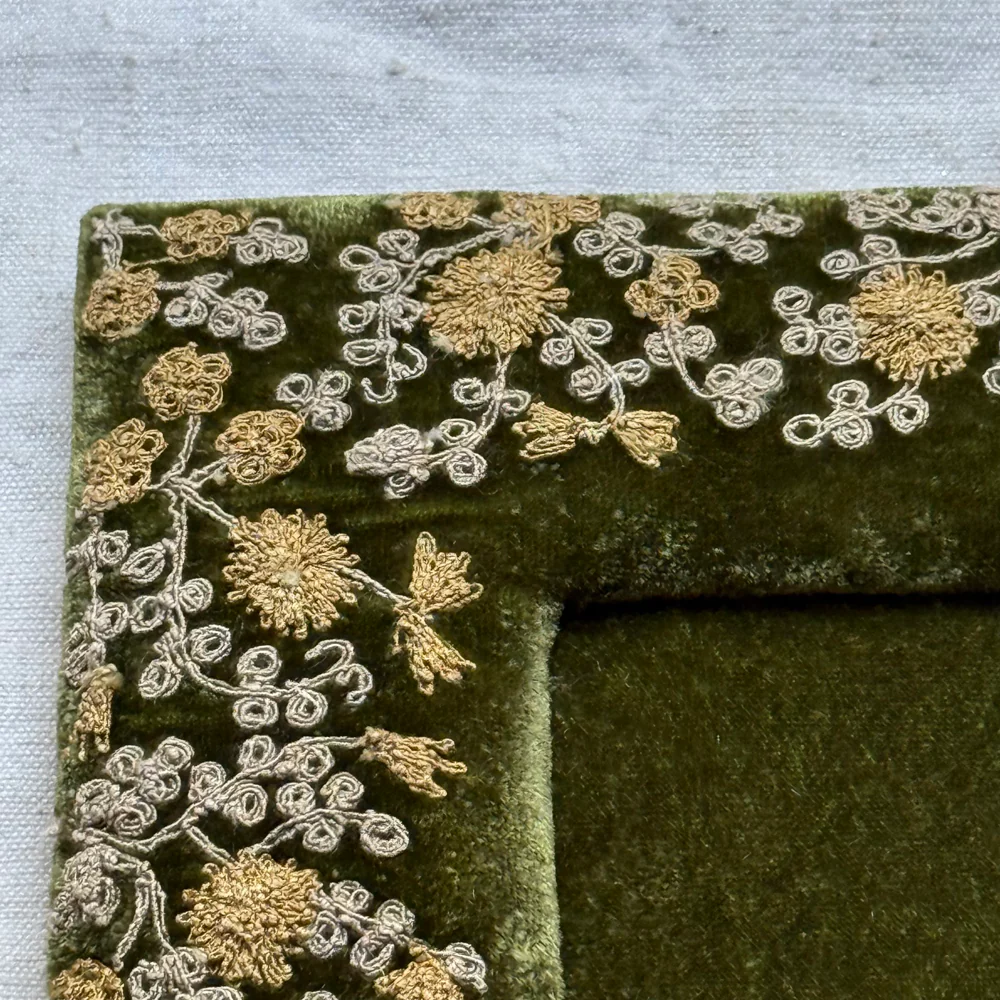 Candolyn Silk Velvet Embroidered Tabletop Frame in Foliate Green - Image 2