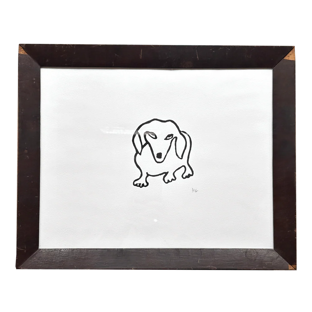 "Dachshund" in a 19th Century Antique Frame