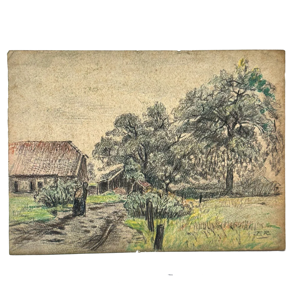 Evert Rabbers Early 20th-century Landscape Drawing (ER2412)