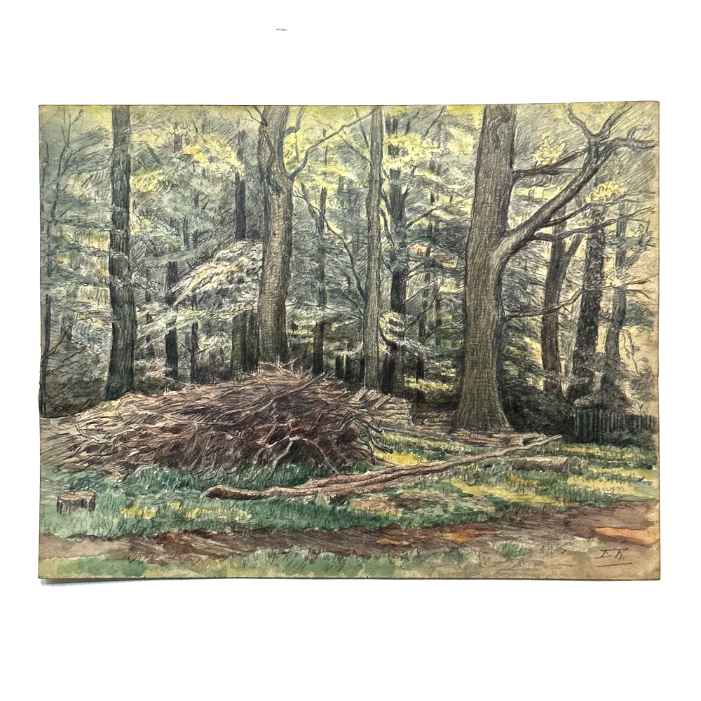 Evert Rabbers Early 20th-century Landscape Drawing (ERL12)