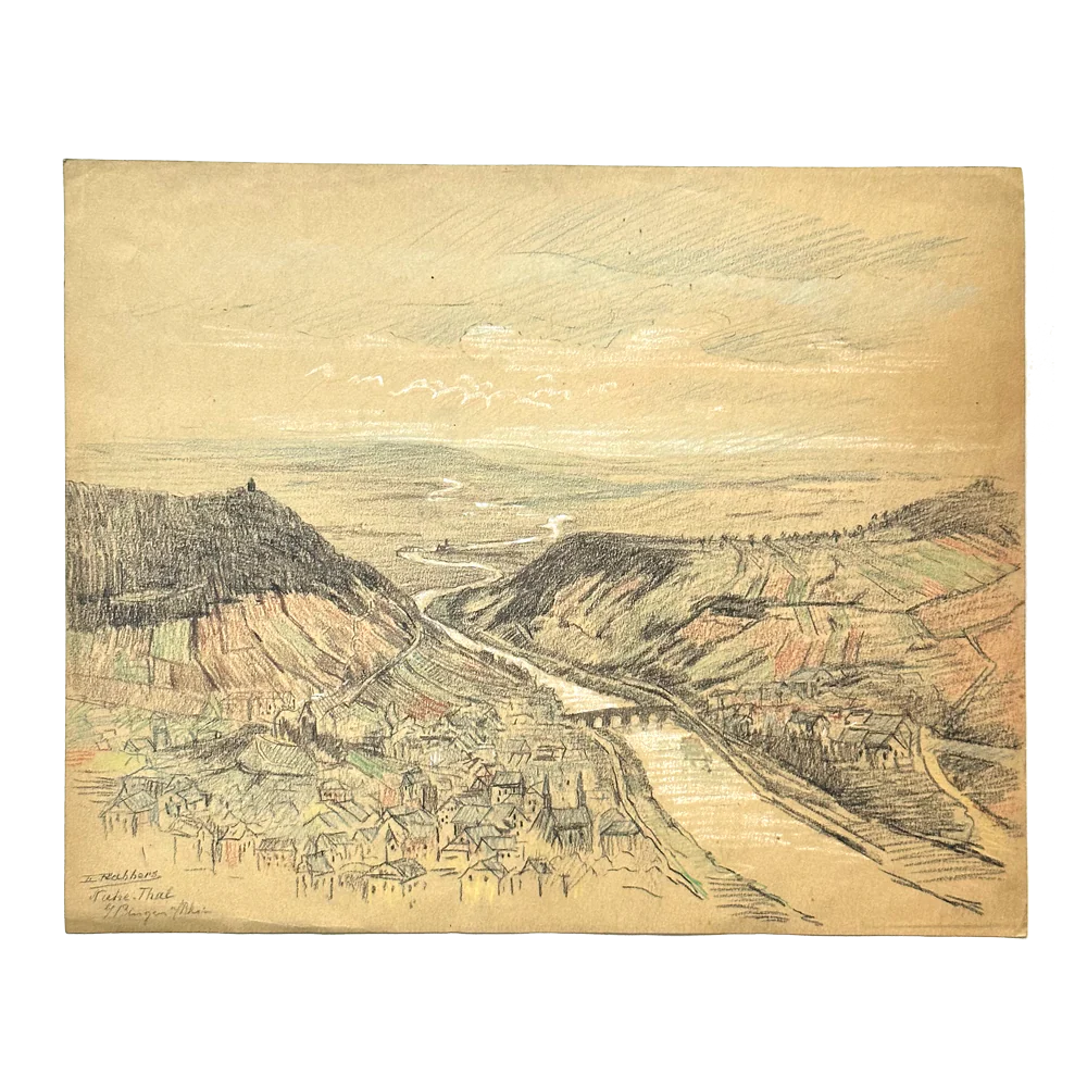 Evert Rabbers Early 20th-century Landscape Drawing (ERL52)