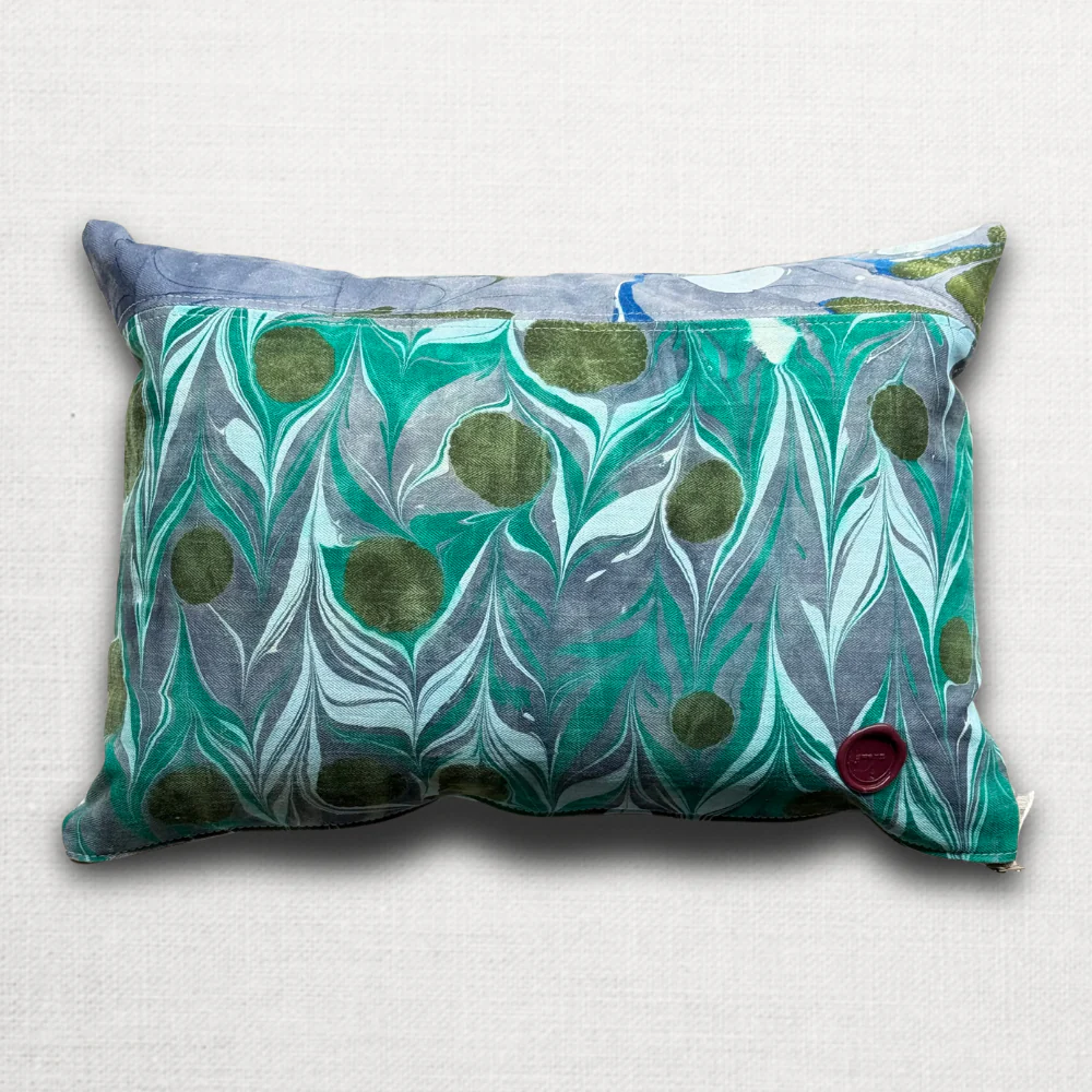 Hand Marbled One-of-a-Kind Pillow (26-14)
