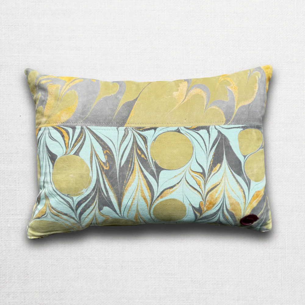 Hand Marbled One-of-a-Kind Pillow (26-19)