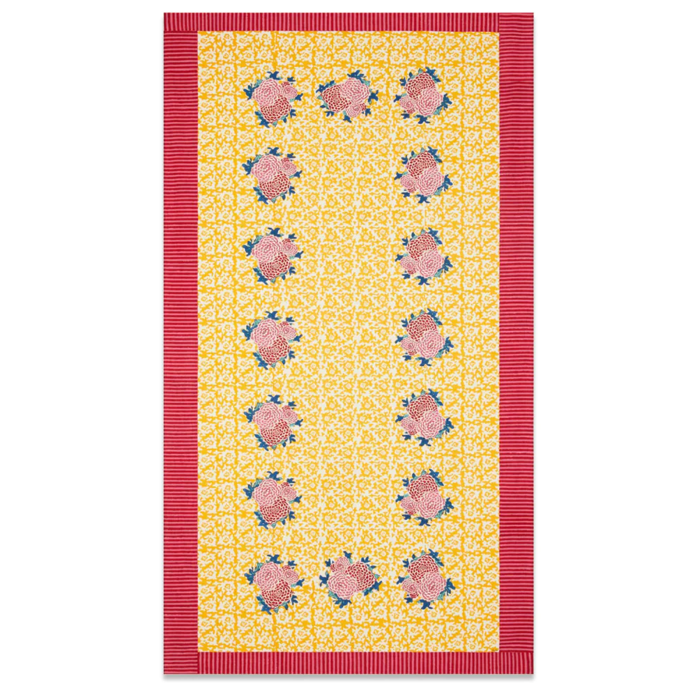 Lisa Corti X La Minervetta Arabesque Corolla Gold Natural Cotton Panel 180cm x 350cm