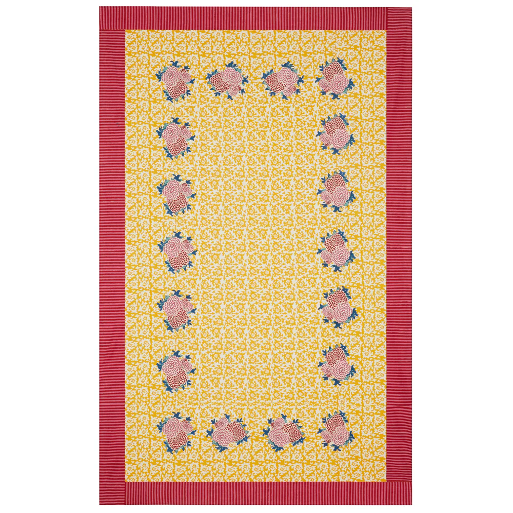 Lisa Corti X La Minervetta Arabesque Corolla Gold Natural Cotton Panel 220cm x 350cm