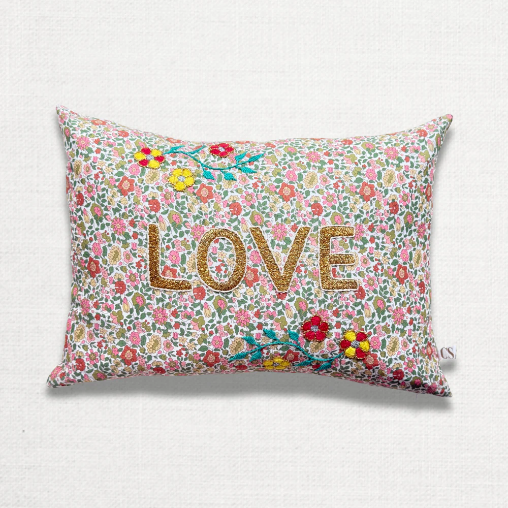 "Love" Embroidered Cushion (26-01)