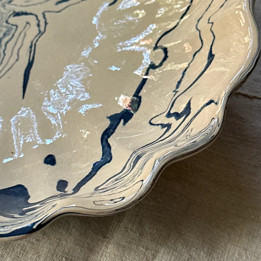 Marbled Portuguese Scalloped Platter in Belle Île (BI #744) - Image 2