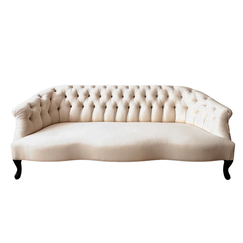Muslin Covered 19th Century Style Tufted Sofa