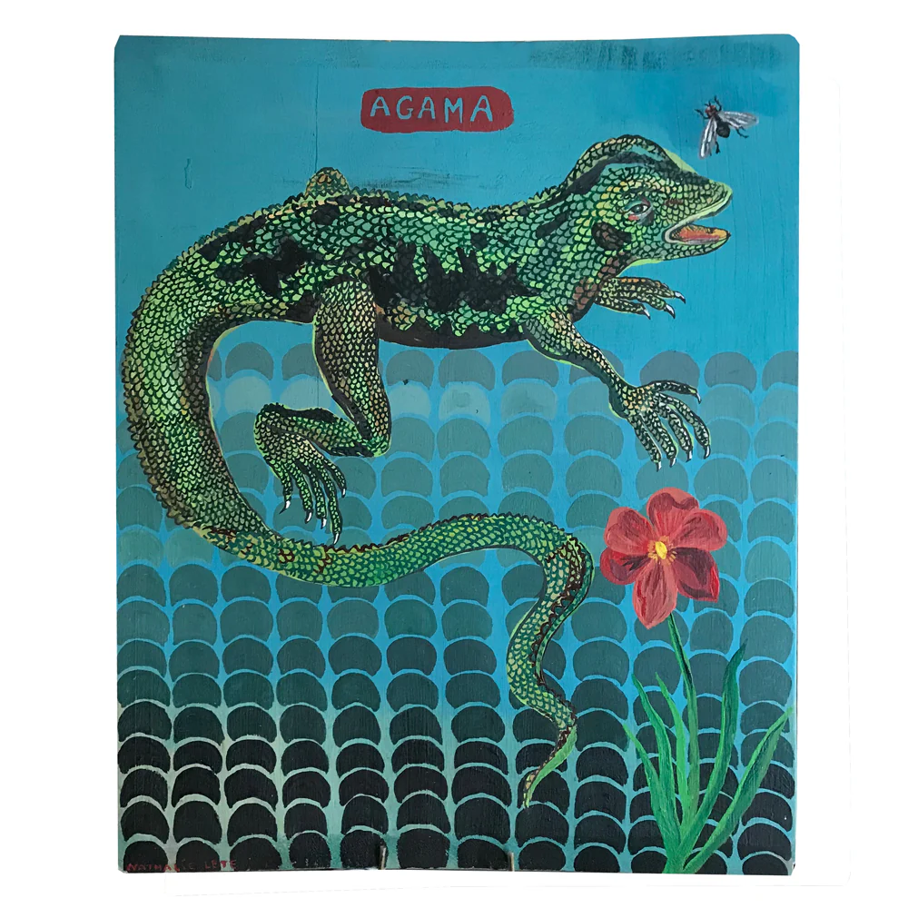 Original Iguana Painting by Nathalie Lété