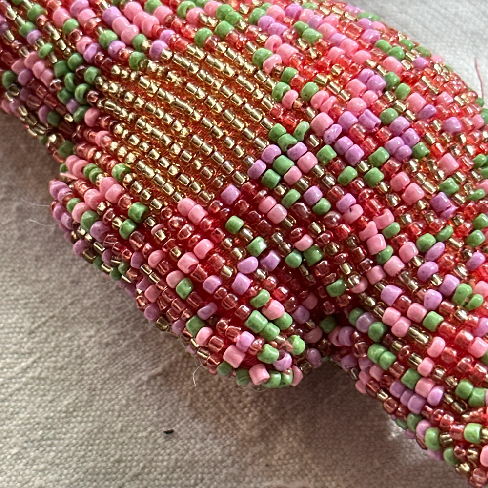 Oceanic Silk Velvet Beaded Seahorse  in Pink #1 - Image 3
