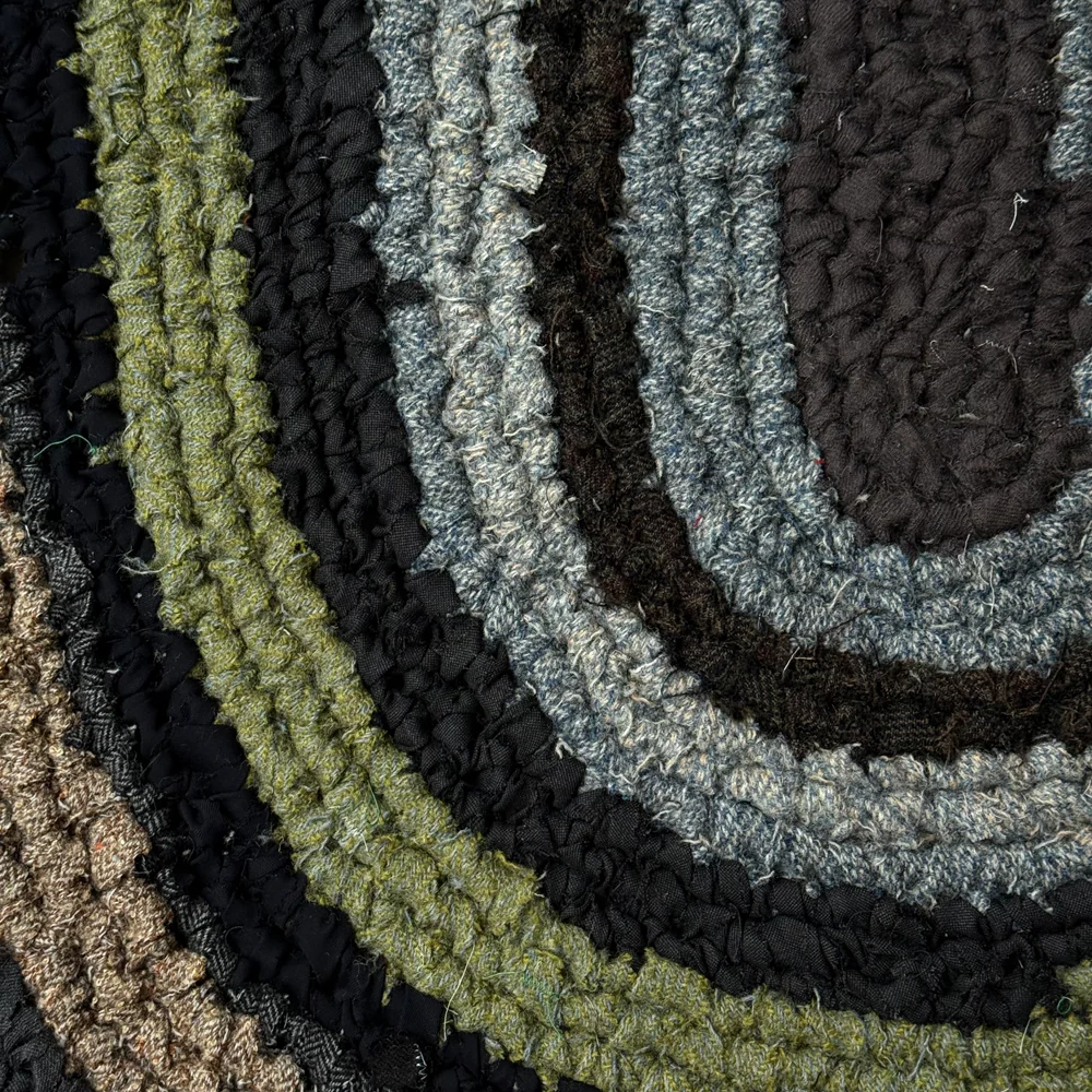 Olly Crocheted Vintage Wool Suit Rug #8 - Image 2