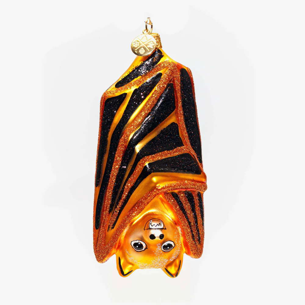 Black/Orange Hanging Bat Ornament