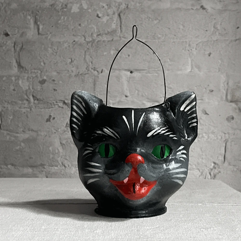 Papier-Mâché Cat Candy Bucket Lantern