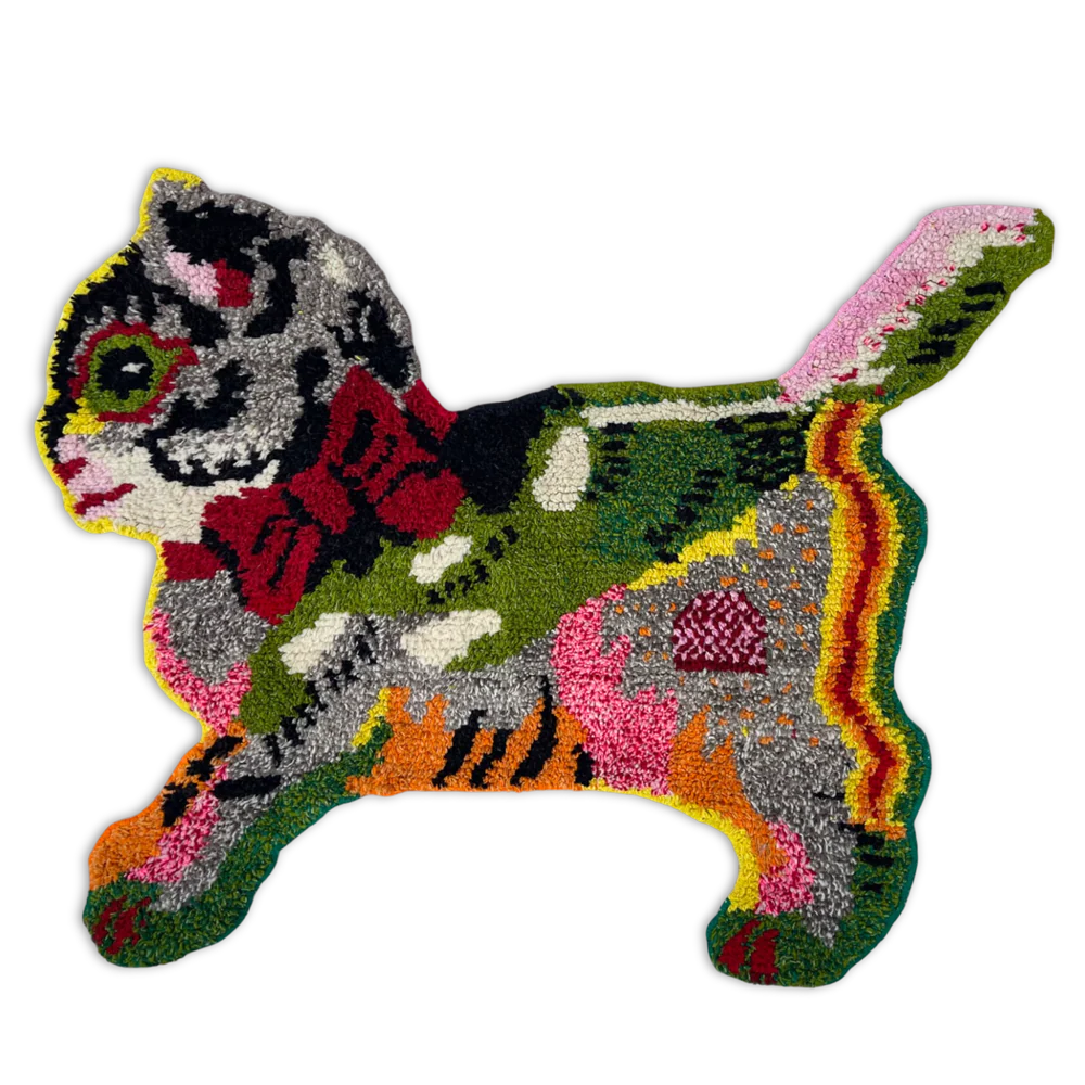 PO! Paris Nathalie Lete Woven & Knotted "Animal Rug Minnie" Cat Rug/Tapestry