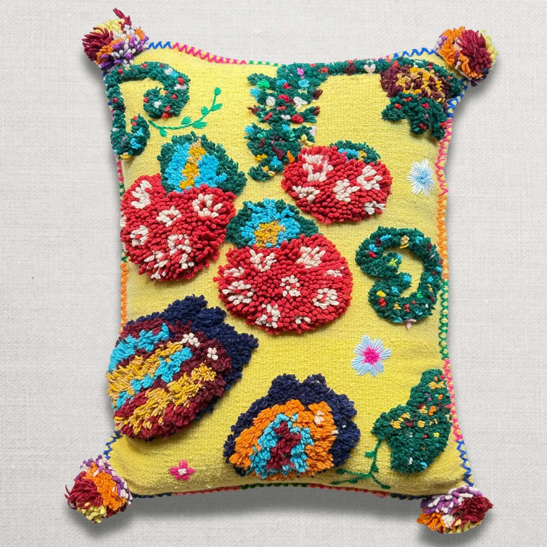 PO! Paris Nathalie Lete Woven & Knotted  Mushroom Cushion in Juane