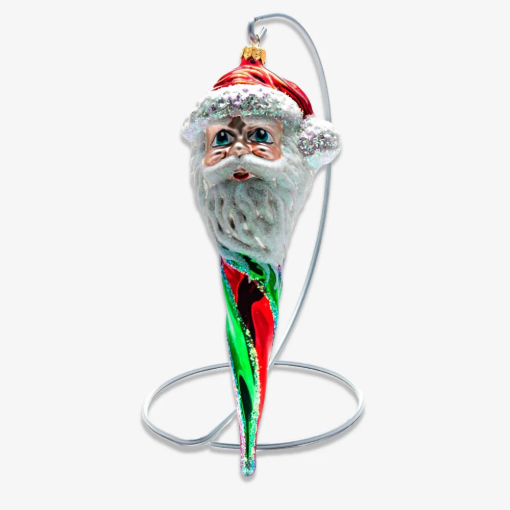 Red Santa Face Icicle Ornament