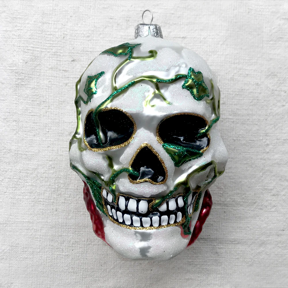 Skull with Ivy Ornament
