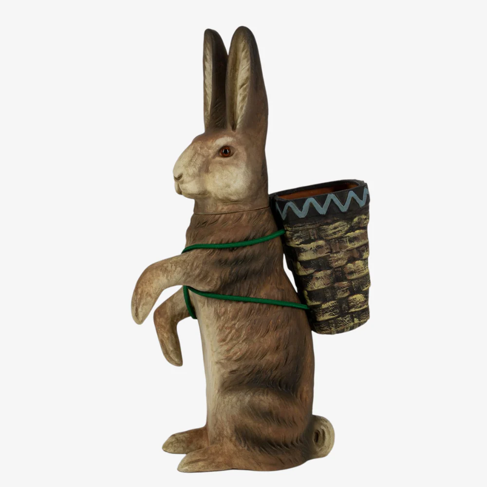 Small Upright Brown Easter Hare with Basket