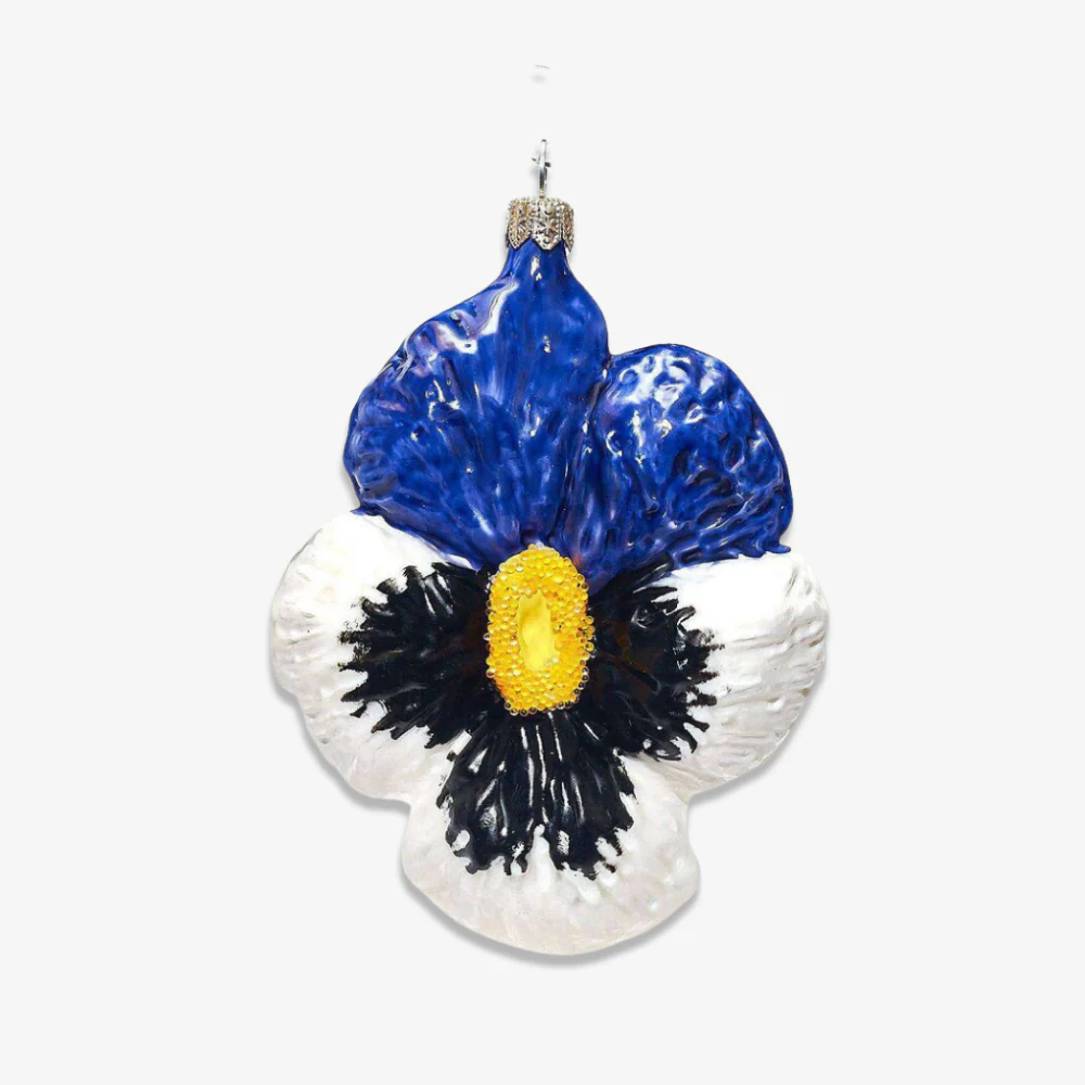 White & Purple Pansy Blossom Ornament