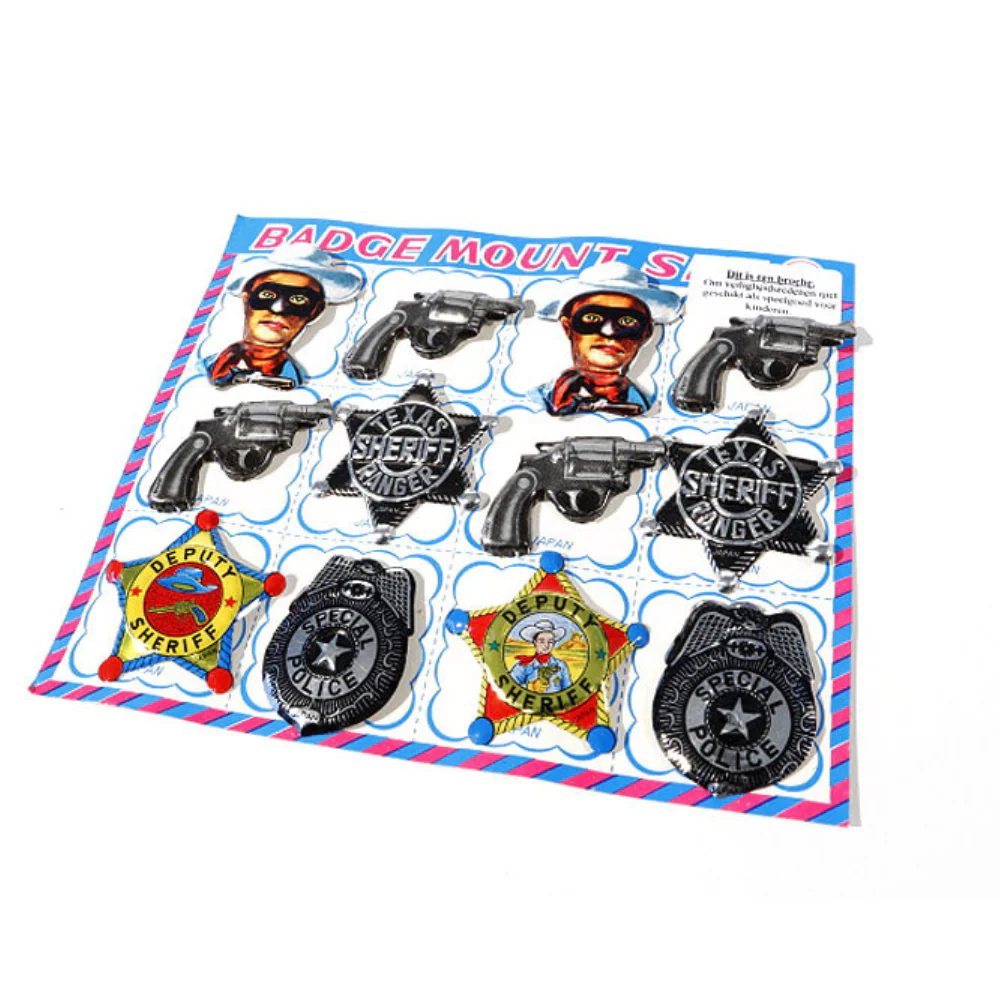 Set of  12 "Wild West" Tin Pin Badges